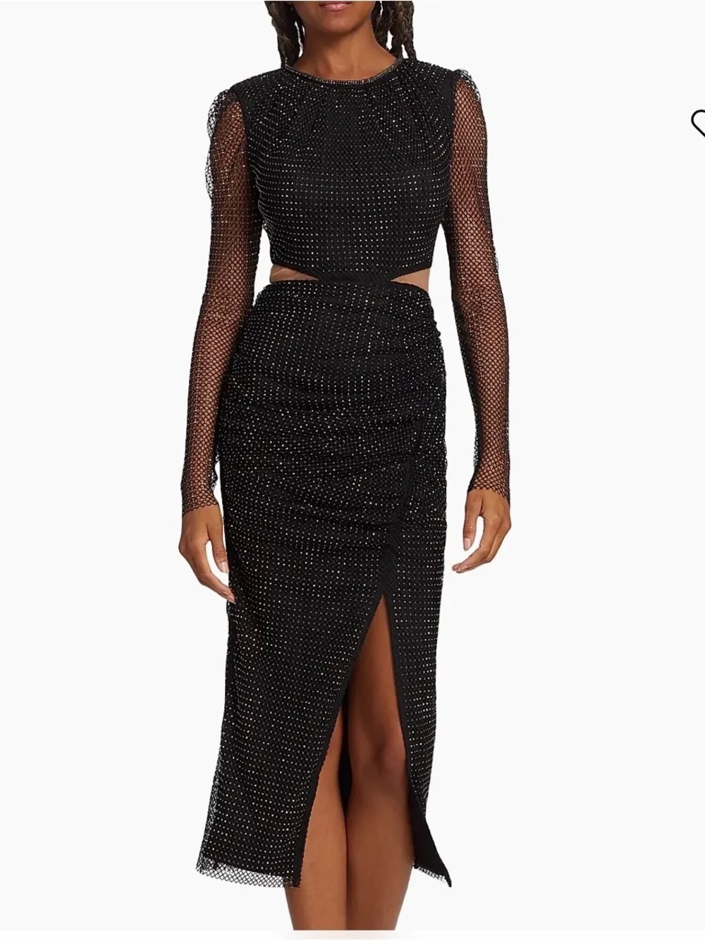 self-portrait embellished mesh midi-dress self-portrait | Slate Rhinestone Mesh Cut Out Midi Dress